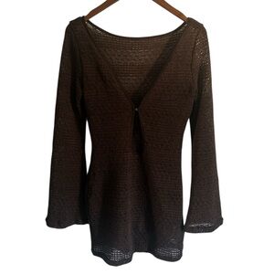 Missguided Mini Dark Brown Crochet Cover Up